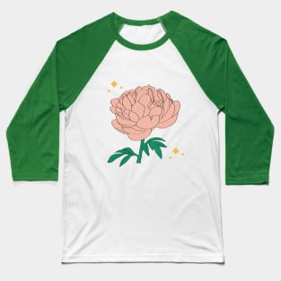 Peony Flowers Baseball T-Shirt